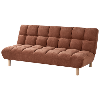 Sofa Bed 2 Seater Golden Brown Fabric Tufted Backrest