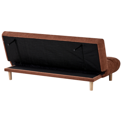 Sofa Bed 2 Seater Golden Brown Fabric Tufted Backrest