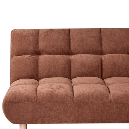 Sofa Bed 2 Seater Golden Brown Fabric Tufted Backrest