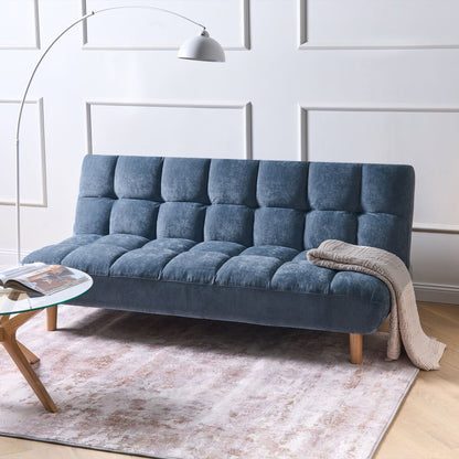 Opaline Home Sofa Bed Blue Fabric 2 Seater With Adjustable Backrest