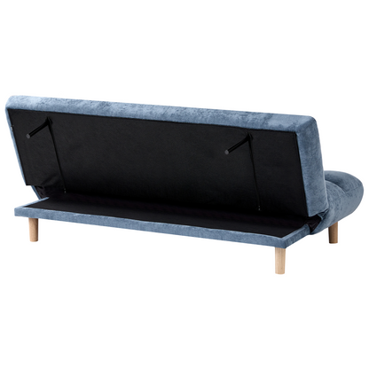Opaline Home Sofa Bed Blue Fabric 2 Seater With Adjustable Backrest