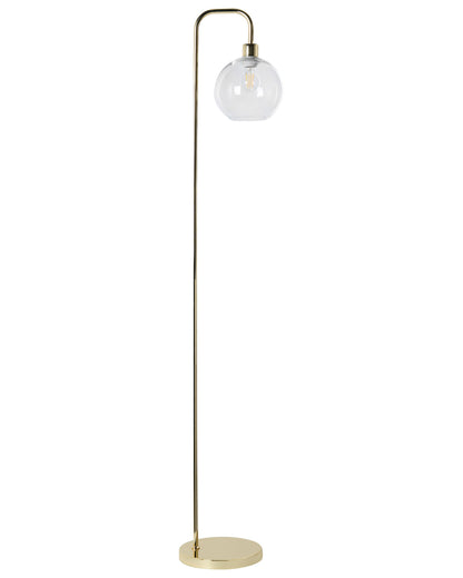 Floor Lamp Gold Metal Base Glass Shade Modern Living