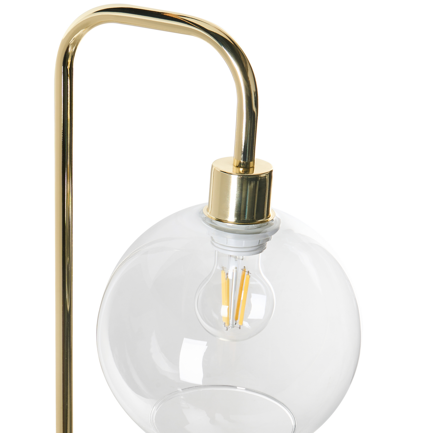 Floor Lamp Gold Metal Base Glass Shade Modern Living