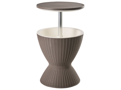 Garden Cool Bar Built In Cooler Brown Polypropylene 49cm Round Tabletop With Height Adjustable Mechanism
