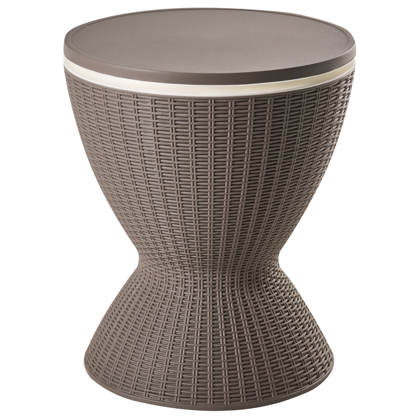 Garden Cool Bar Built In Cooler Brown Polypropylene 49cm Round Tabletop With Height Adjustable Mechanism
