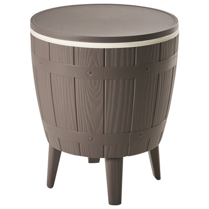 Garden Cool Bar Built In Cooler Brown Polypropylene 49cm Round Tabletop With Height Adjustable Mechanism