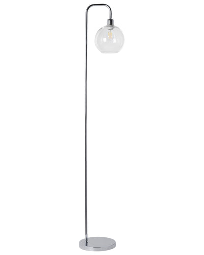 Floor Lamp Silver Metal Base Glass Shade Modern Living Room Lighting For Home Decor
