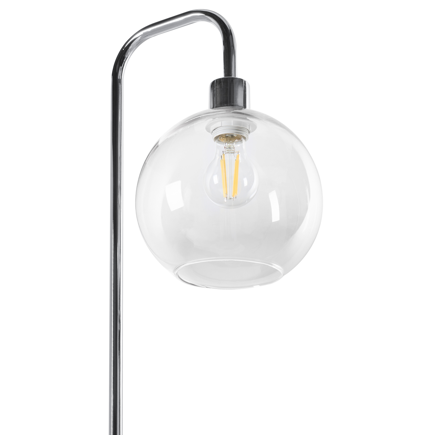 Floor Lamp Silver Metal Base Glass Shade Modern Living Room Lighting For Home Decor