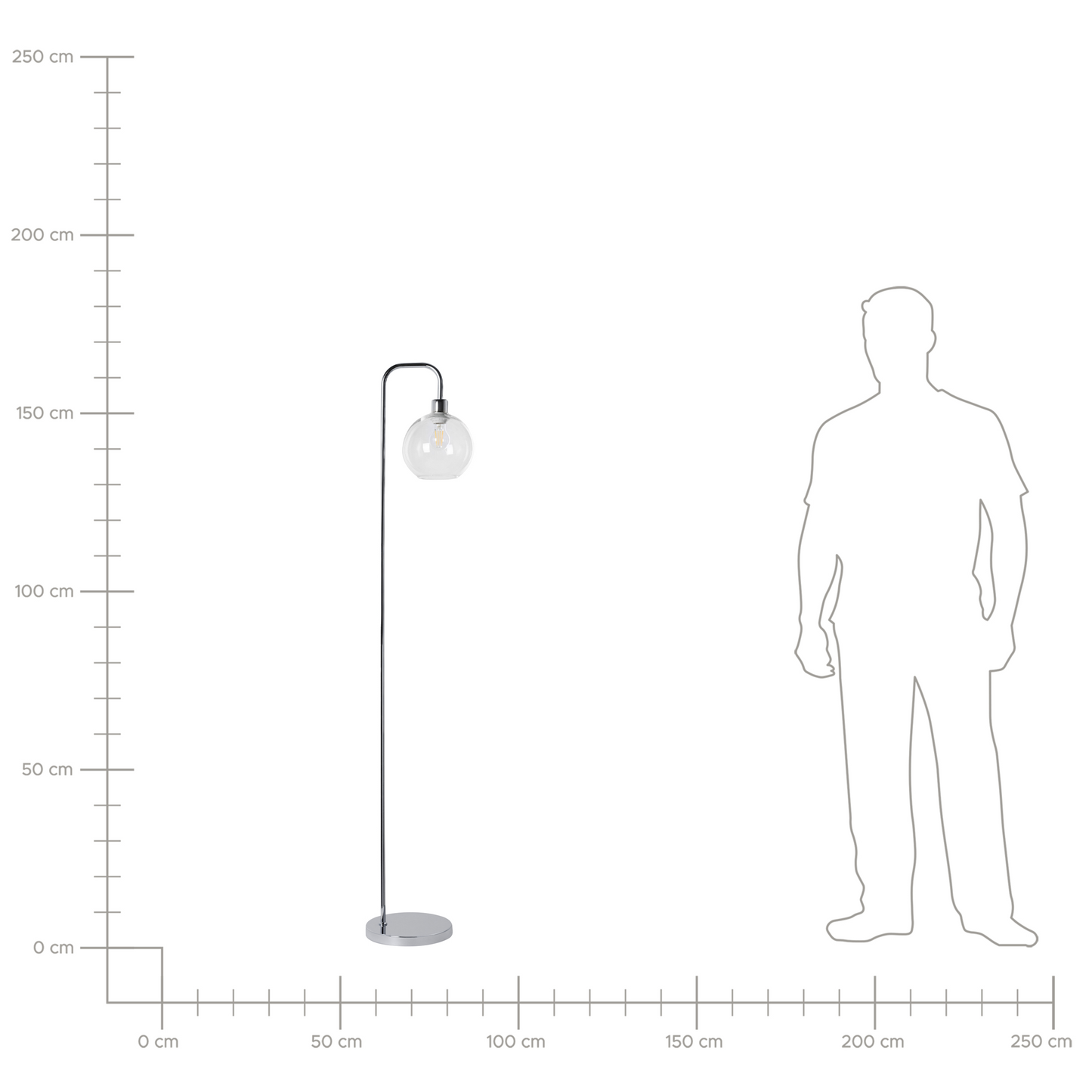 Floor Lamp Silver Metal Base Glass Shade Modern Living Room Lighting For Home Decor