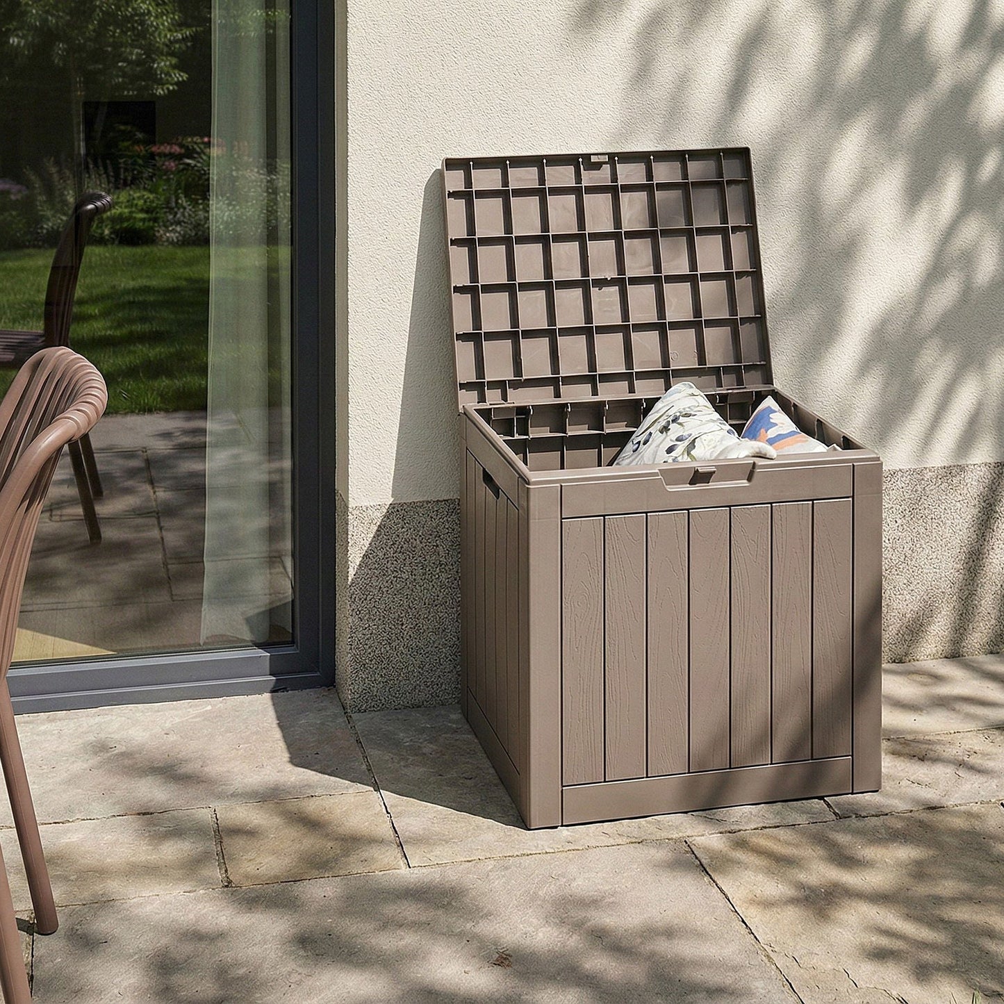 Garden Storage Box Taupe 56 x 53cm Outdoor Polypropylene