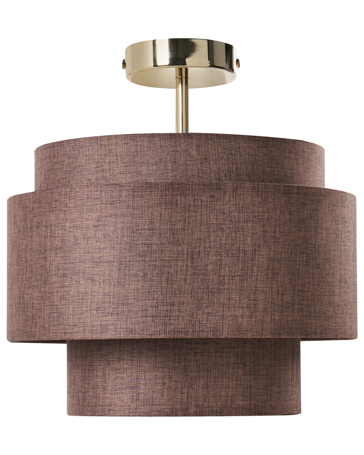 Pendant Lamp Brown Metal Base Layered Fabric Shade Modern Living Room Ambient