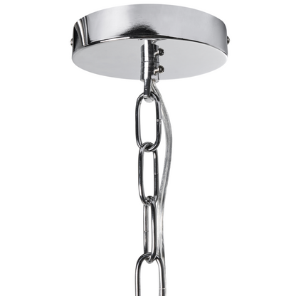 Six Light Pendant Chandelier Silver Fabric Shades