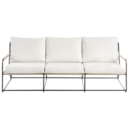 Garden Sofa Set 5 Seater Black Beige Nesting Coffee Tables
