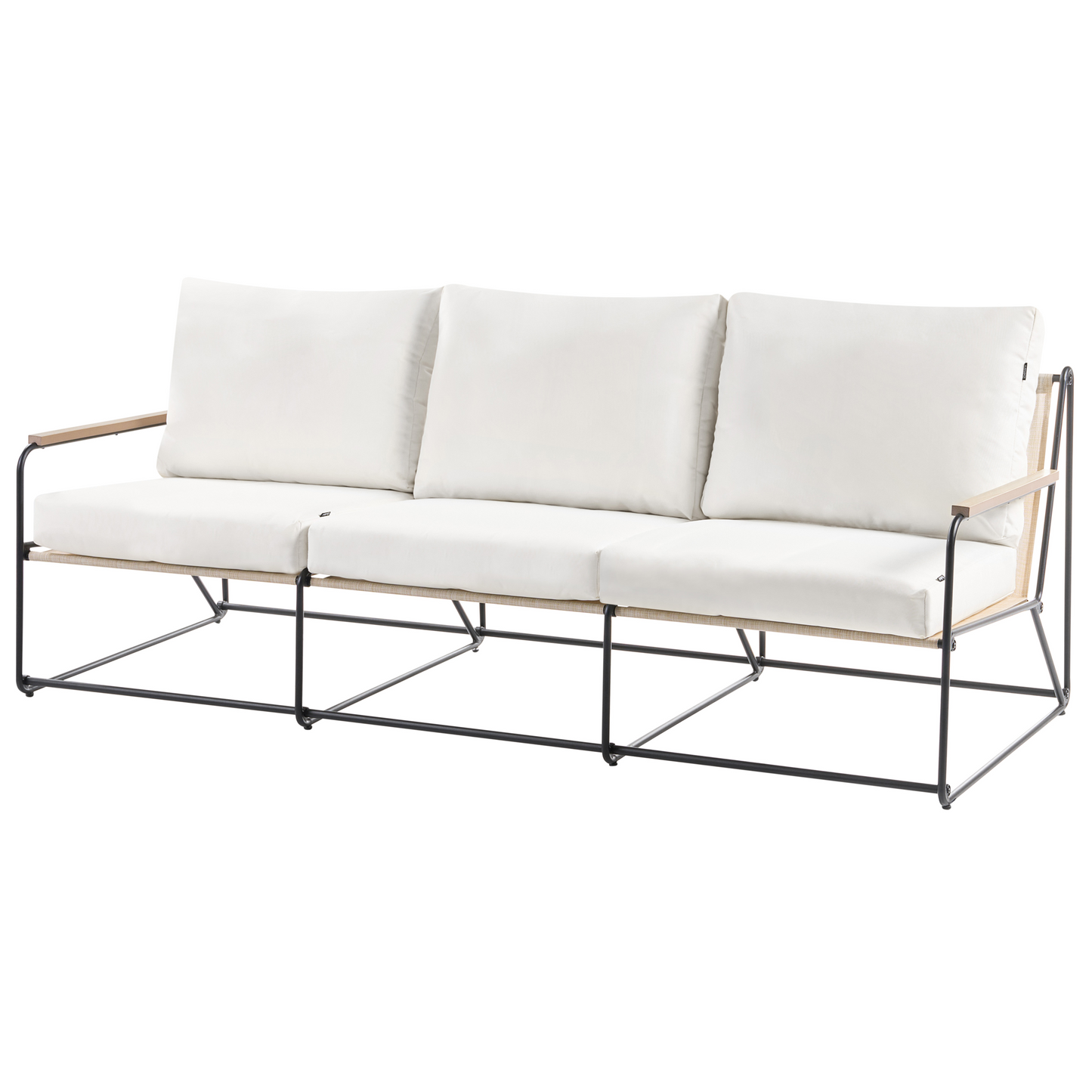Garden Sofa Set 5 Seater Black Beige Nesting Coffee Tables