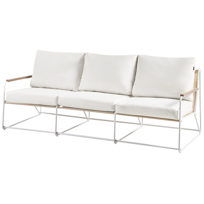 Garden Sofa Set 5 Seater White Beige Nesting Tables
