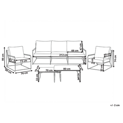 Garden Sofa Set 5 Seater White Beige Nesting Tables