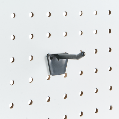 Office Desk White With Pegboard Wall And Open Shelves For Clutter Free Workspace