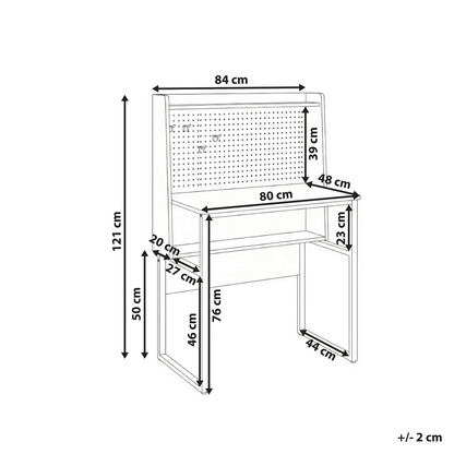 Office Desk White With Pegboard Wall And Open Shelves For Clutter Free Workspace