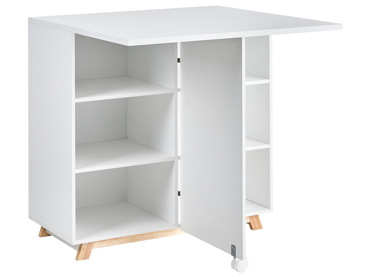 Fold Down Desk With Hidden Cabinet Open Shelves White