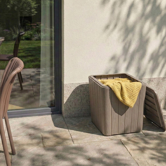 Keter Garden Storage Box Taupe 40 x 42cm Outdoor Box For Textiles