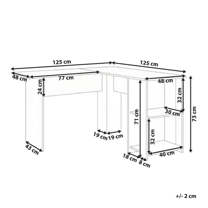 White Corner Desk With Open Shelves L-Shape