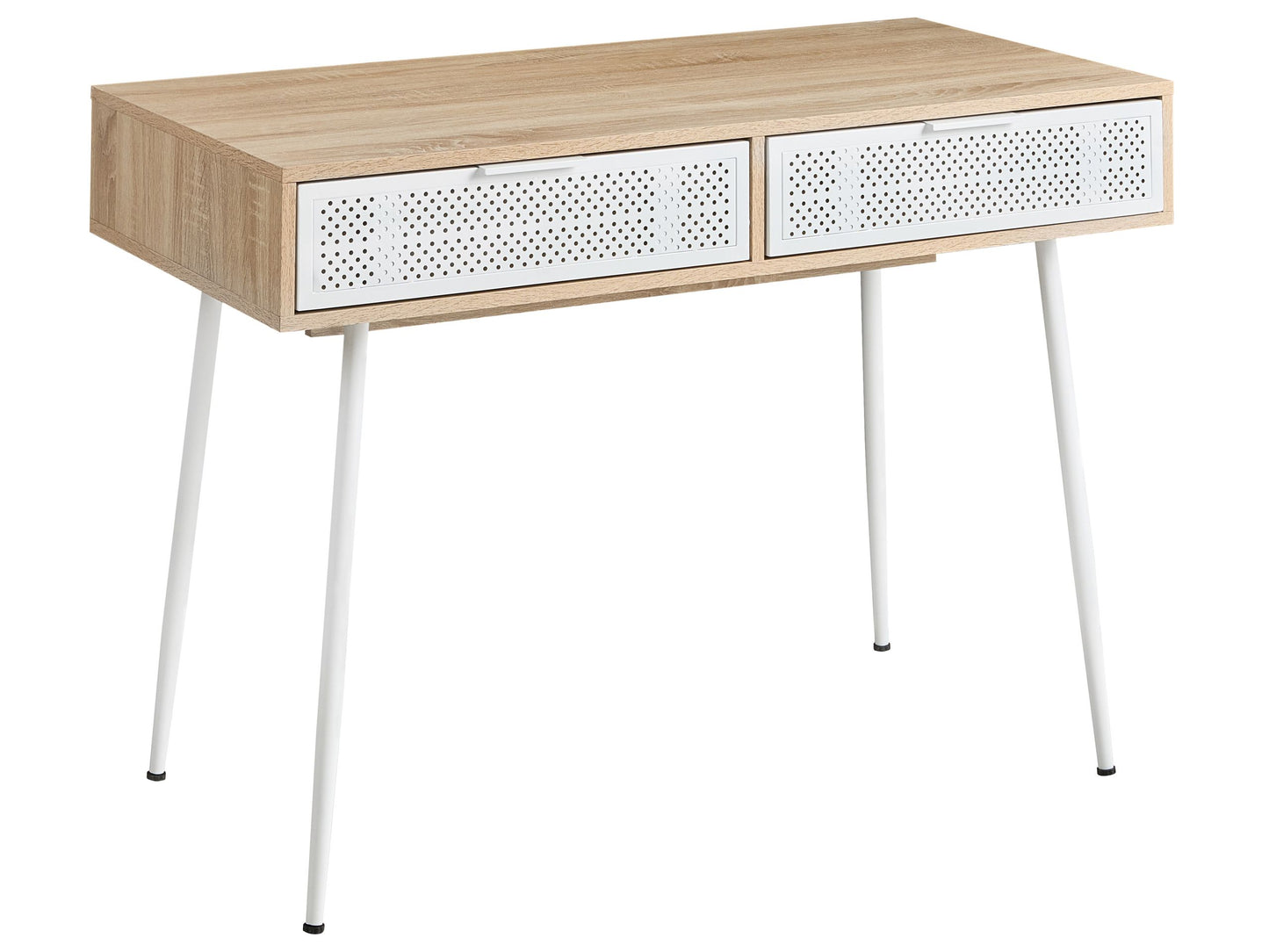 Office Desk Light Brown Wood Finish With Two Drawers