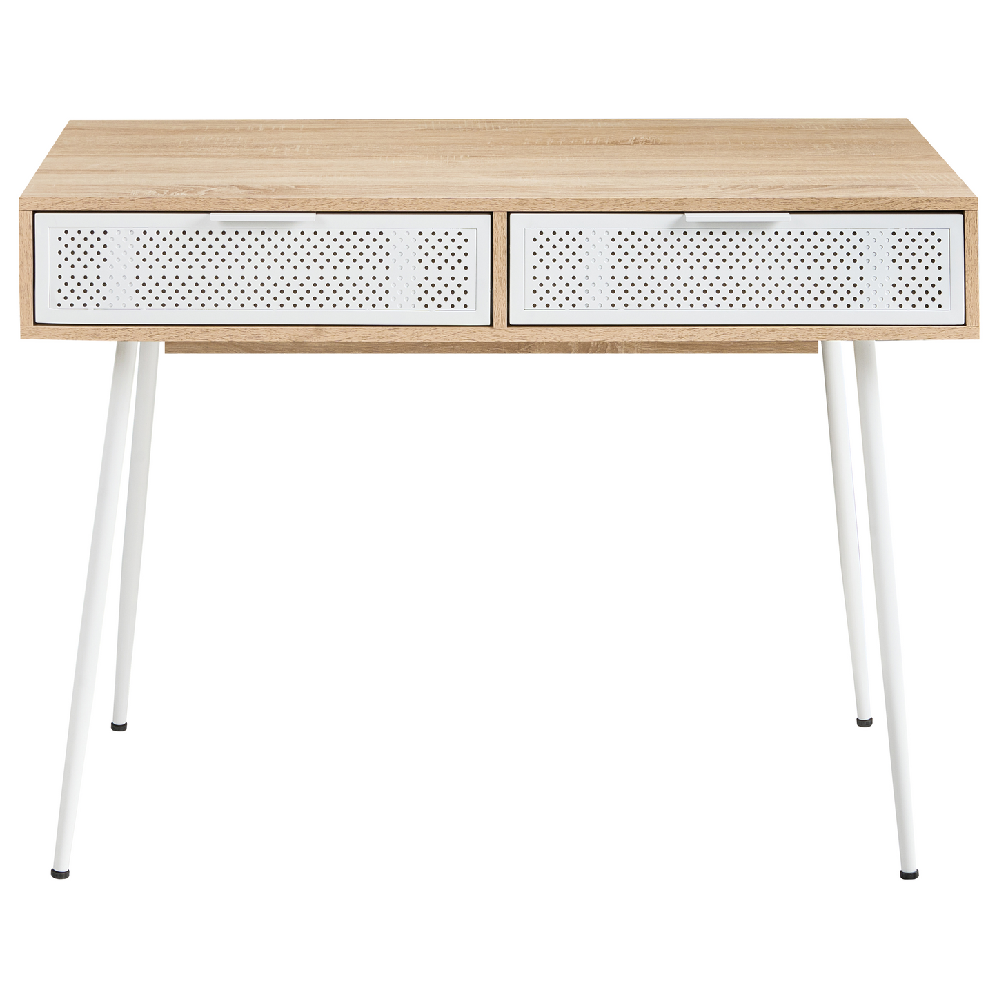 Office Desk Light Brown Wood Finish With Two Drawers