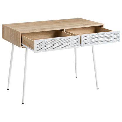 Office Desk Light Brown Wood Finish With Two Drawers