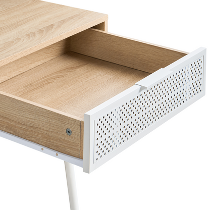 Office Desk Light Brown Wood Finish With Two Drawers