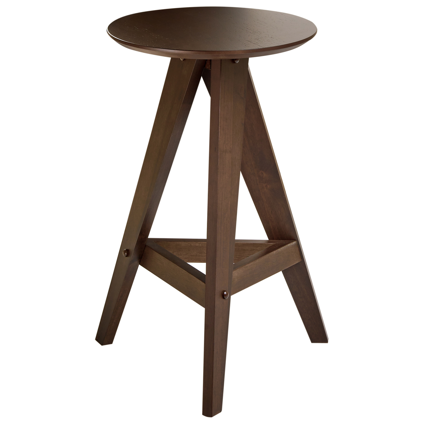 Retro Rubber Wood Dining Stools Set Dark Brown 2 Pack