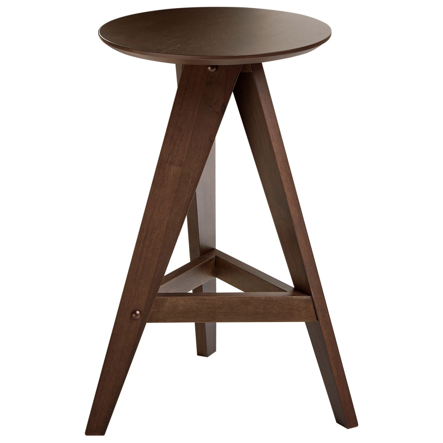 Retro Rubber Wood Dining Stools Set Dark Brown 2 Pack
