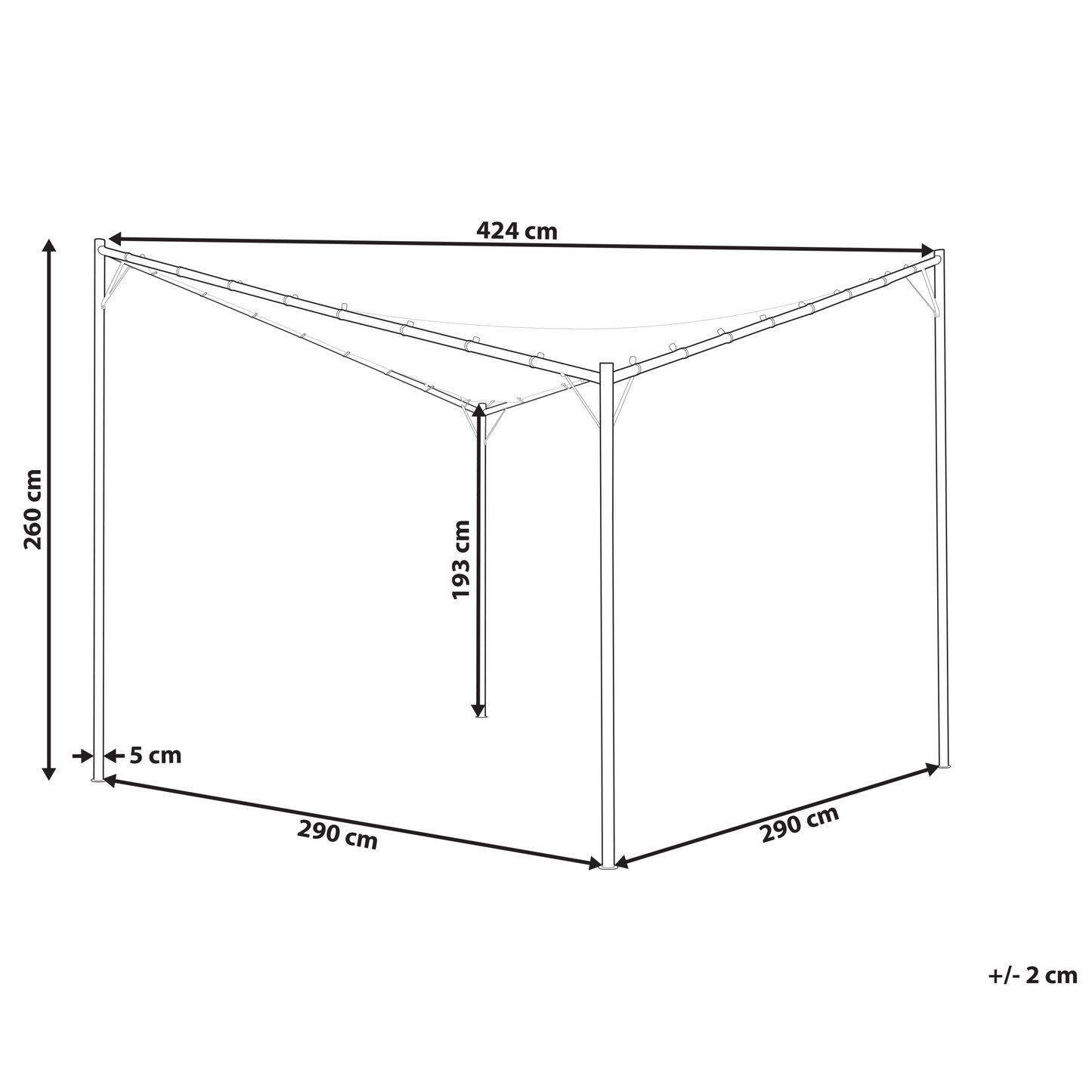 Pergola Dark Grey Polyester Steel 300 x 300cm UV Resistant Garden Pavilion