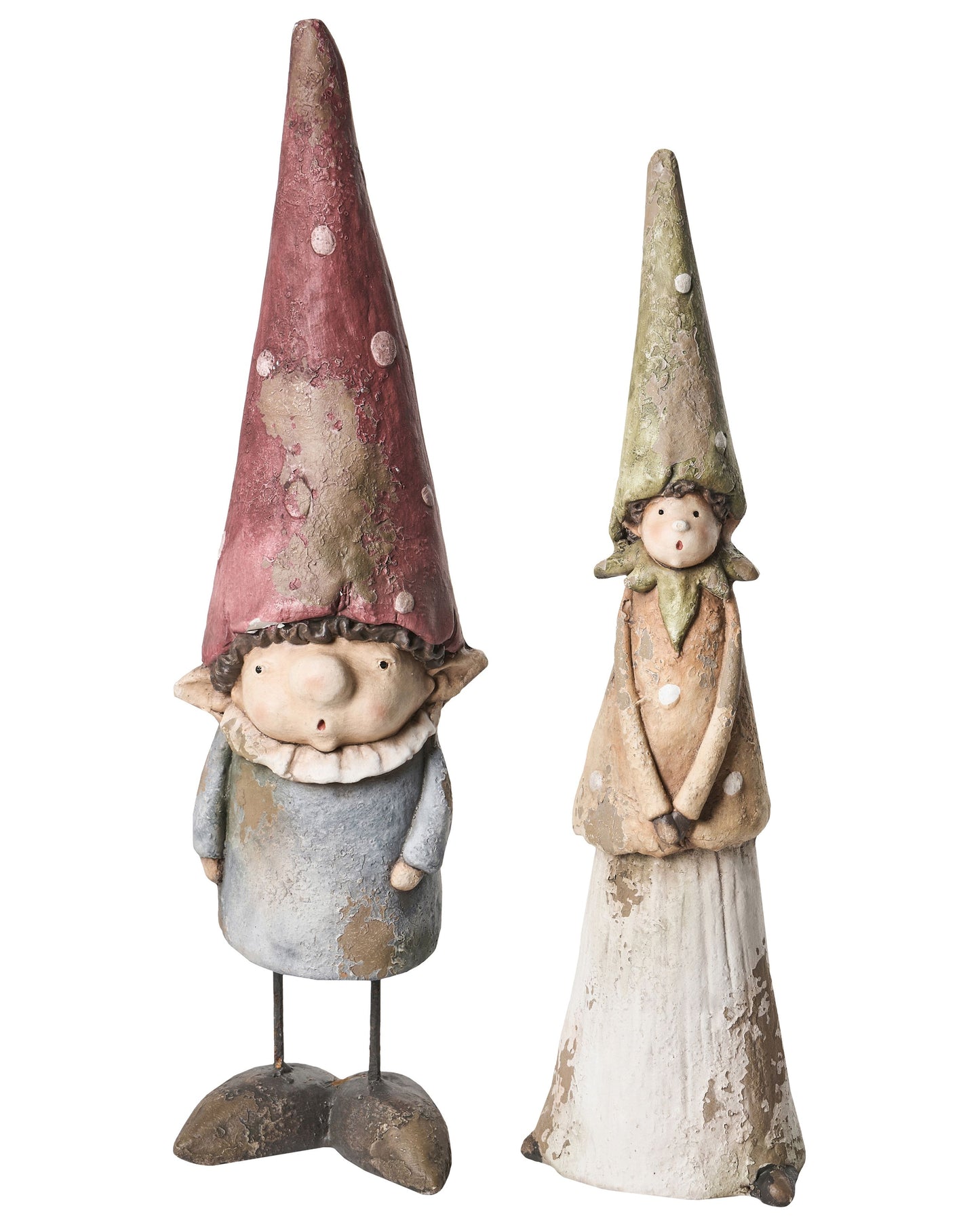 Set Of 2 Garden Gnomes Multicolour Outdoor Indoor Decor Accent Handmade Durable
