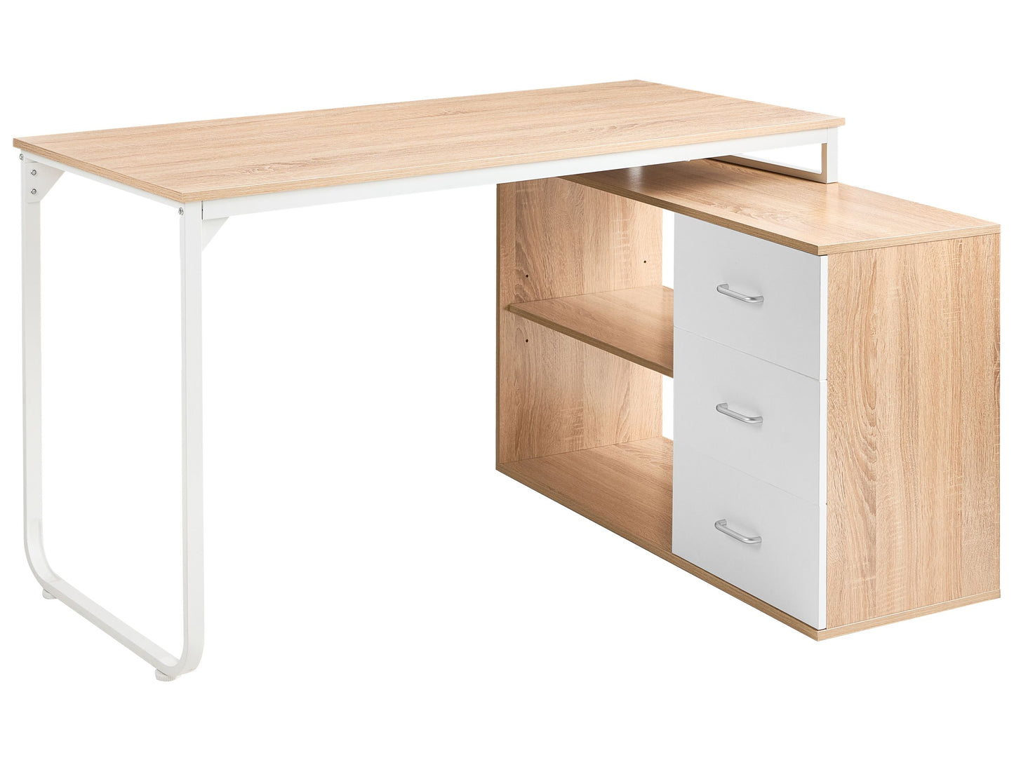 Corner Desk With Iron Legs 140 x 100 Light Brown Particle Board