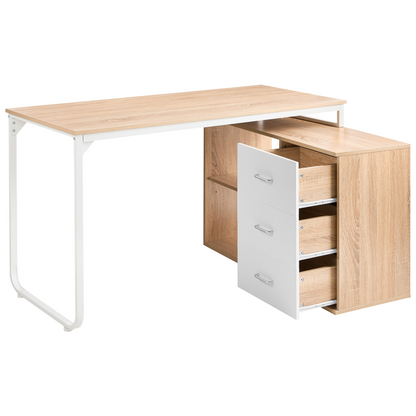 Corner Desk With Iron Legs 140 x 100 Light Brown Particle Board