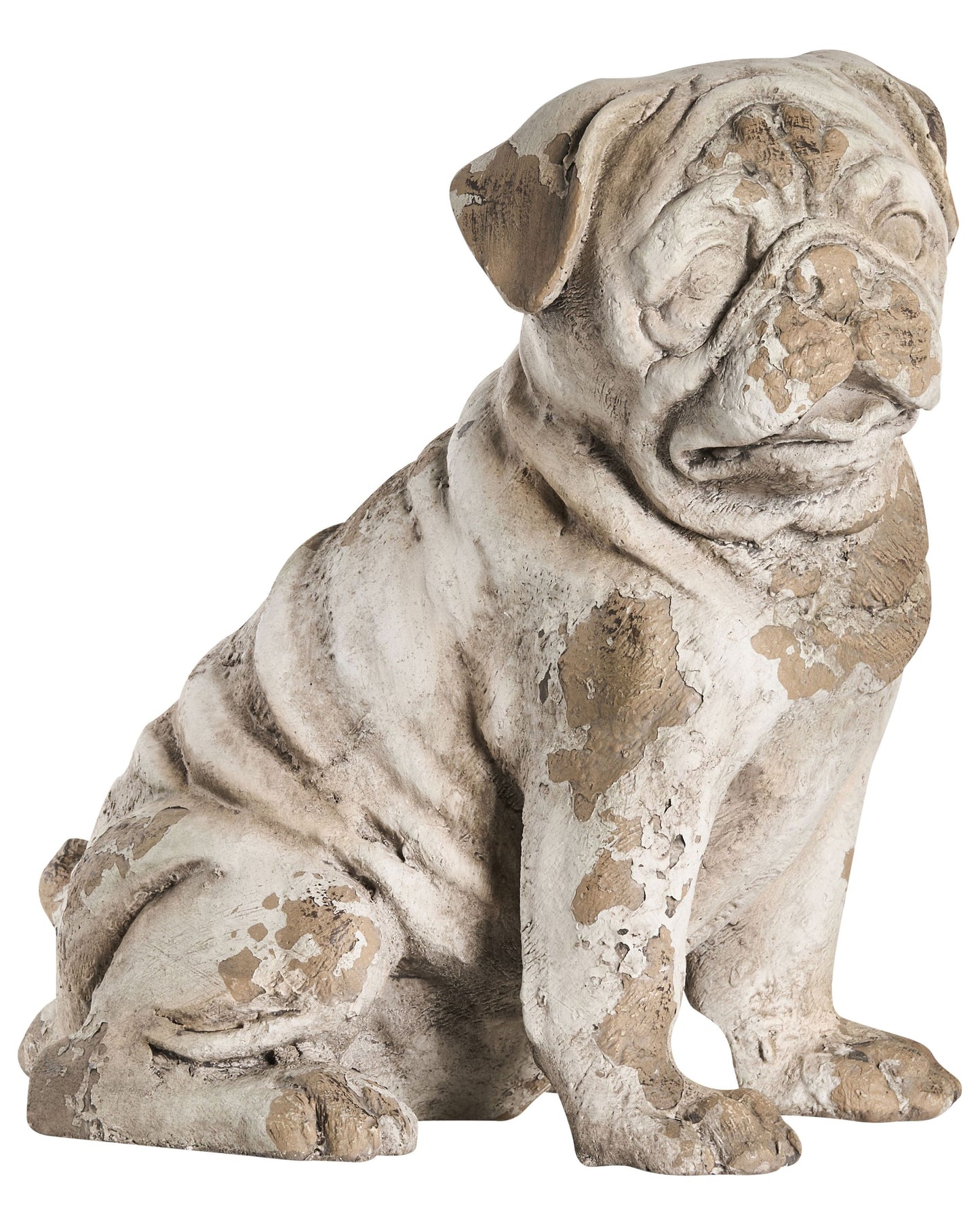 Pug Figurine Beige Distressed Finish 17 x 27 x 30cm