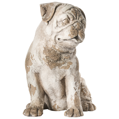 Pug Figurine Beige Distressed Finish 17 x 27 x 30cm