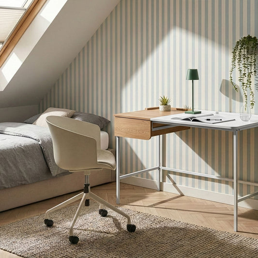 White Minimalist Home Office Desk With Drawer 120 x 60cm