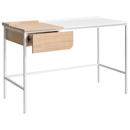 White Minimalist Home Office Desk With Drawer 120 x 60cm