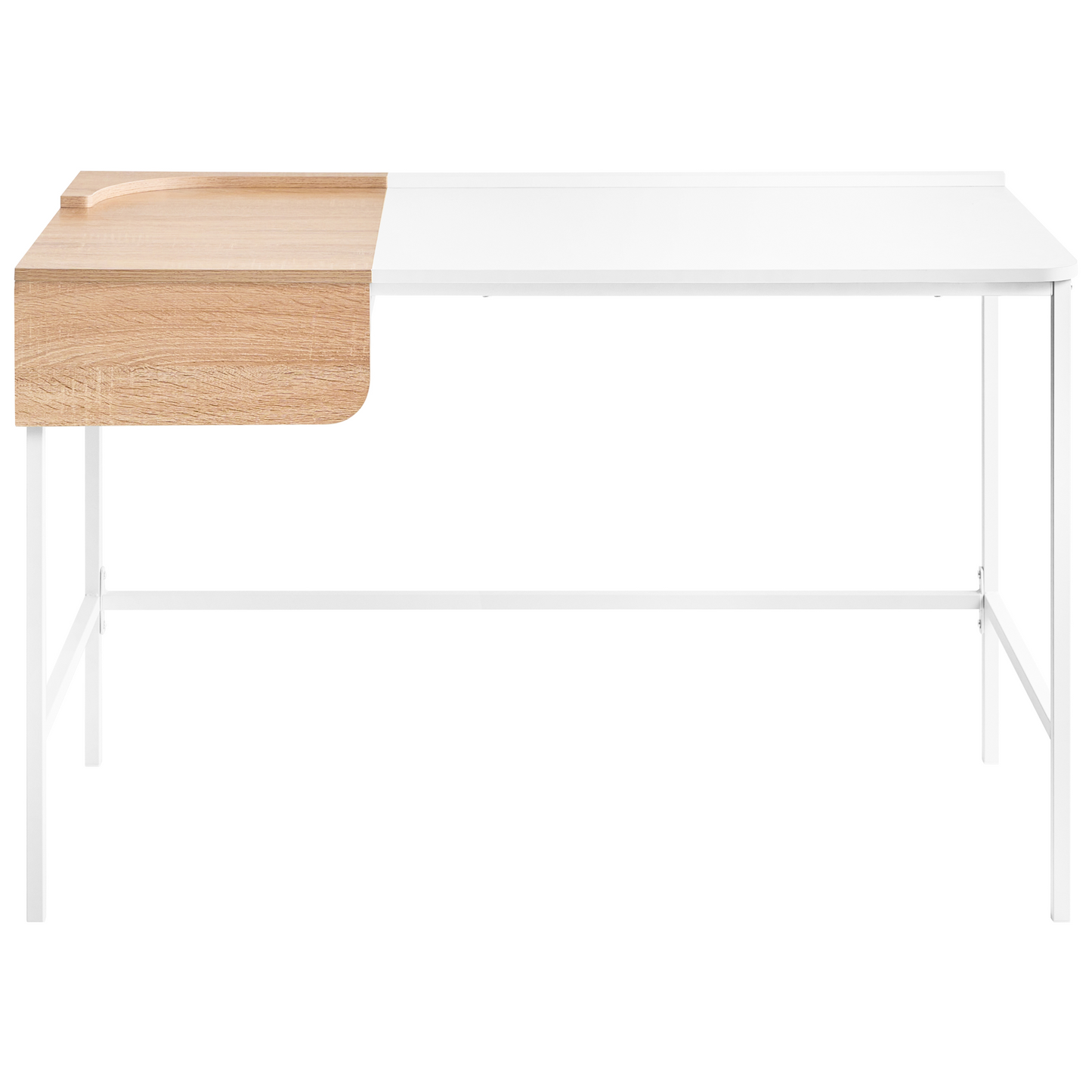 White Minimalist Home Office Desk With Drawer 120 x 60cm