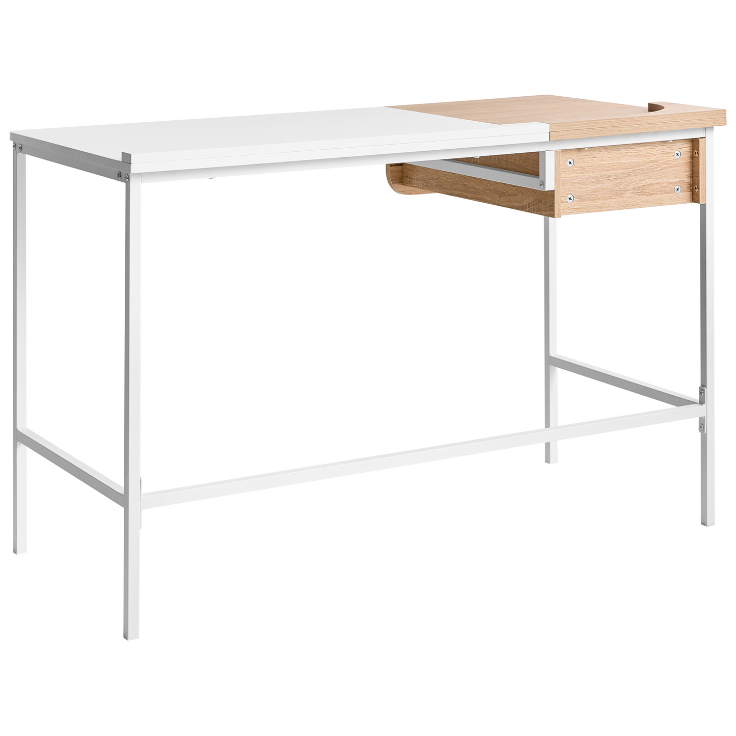White Minimalist Home Office Desk With Drawer 120 x 60cm