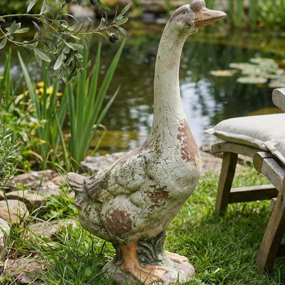 Greenhaven Goose Garden Figurine Distressed Beige 23 x 38 x 67cm
