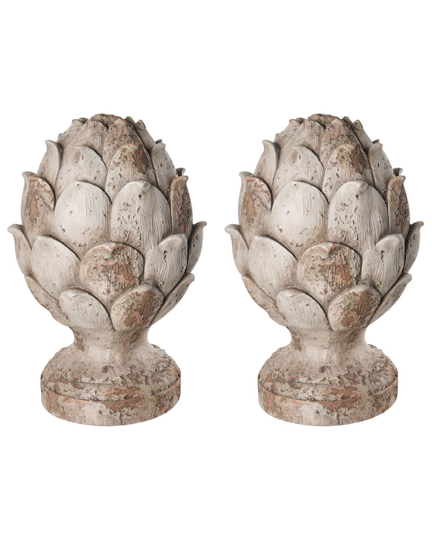 Set Of 2 Beige Pinecone Garden Figurines 27 x 27 x 45cm Outdoor Decor