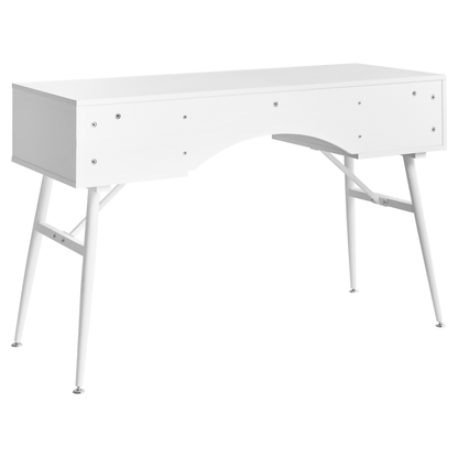 Retro White Desk 120 x 50cm Iron Legs 3 Drawers