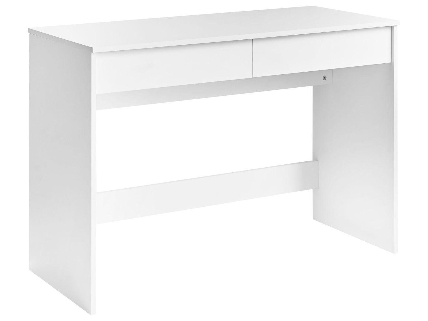 White Home Office Desk 110 x 50cm With Two Drawers And Two Shelves Scandinavian Style
