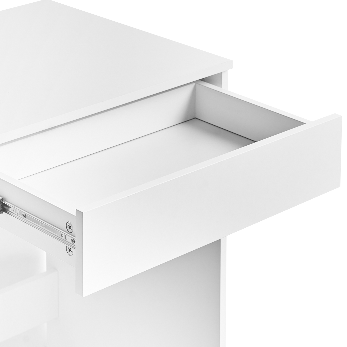 White Home Office Desk 110 x 50cm With Two Drawers And Two Shelves Scandinavian Style