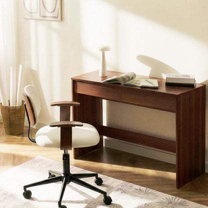 Modern Office Desk 110 x 50cm Dark Brown With Two Drawers