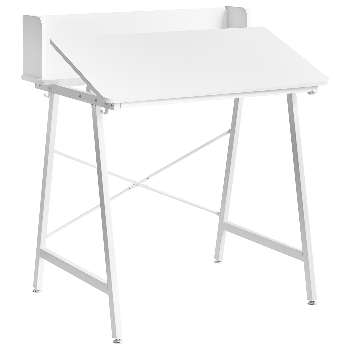 Drawing Desk White Particle Board Tilting Top Iron Legs