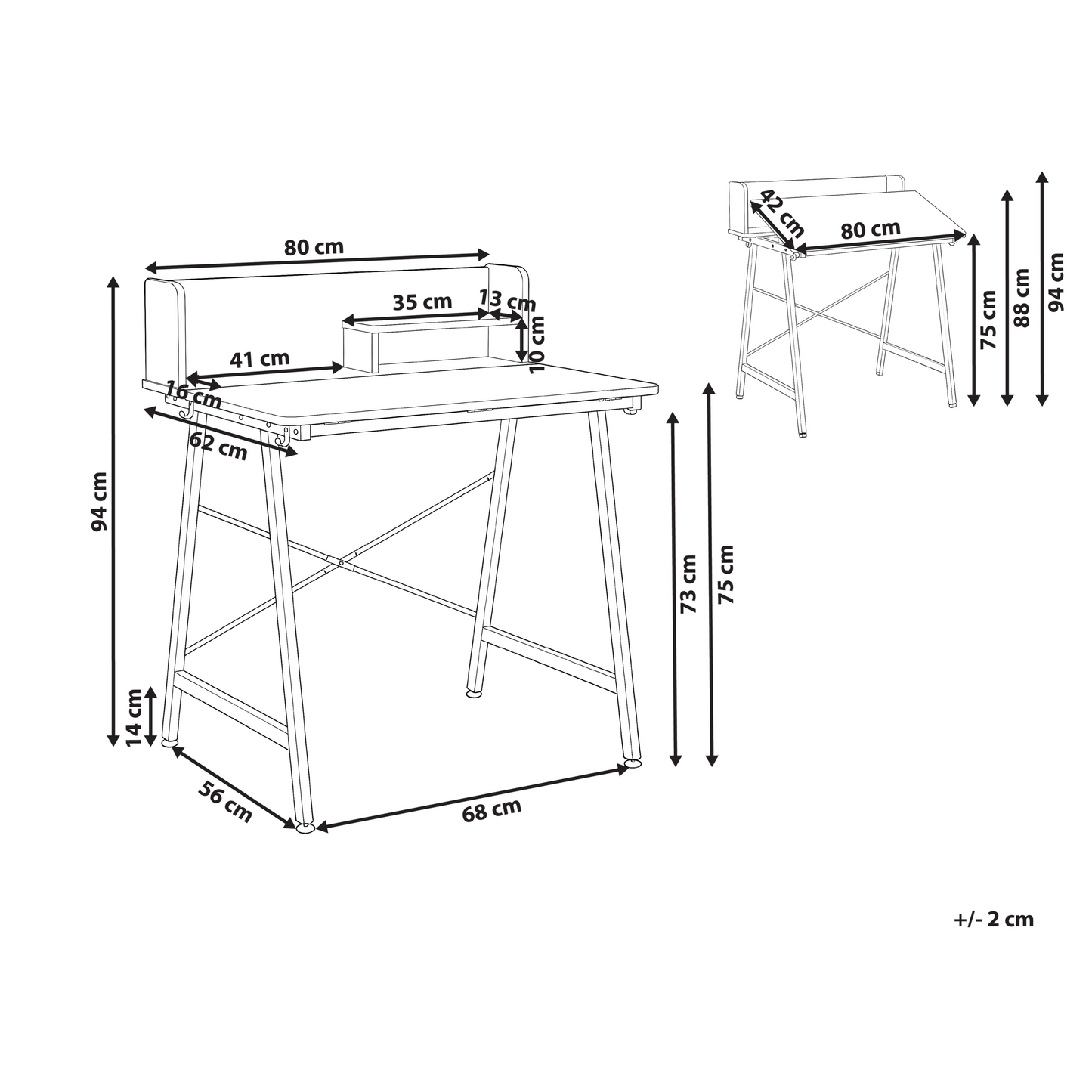Drawing Desk White Particle Board Tilting Top Iron Legs