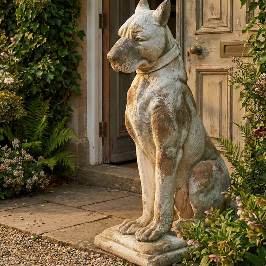 Garden Dog Figurine Beige Outdoor Statue 30 x 46 x 81cm